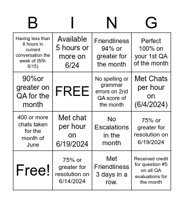 TEAM ELITE Bingo Card