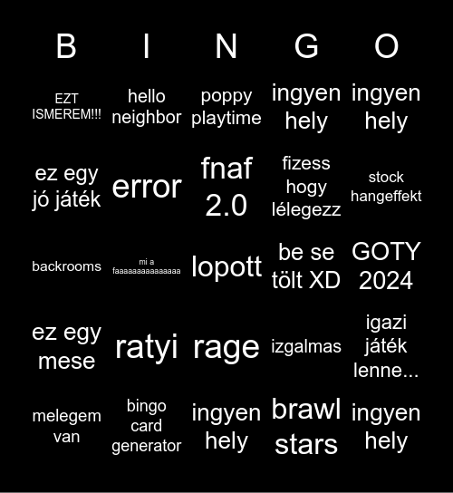 online bingo Card