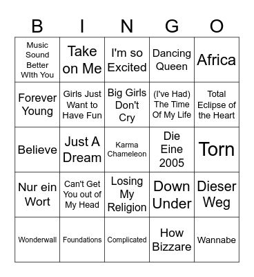 Song-Bingo Card