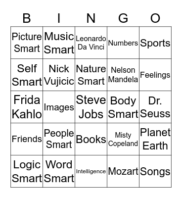 Smarts Bingo Card