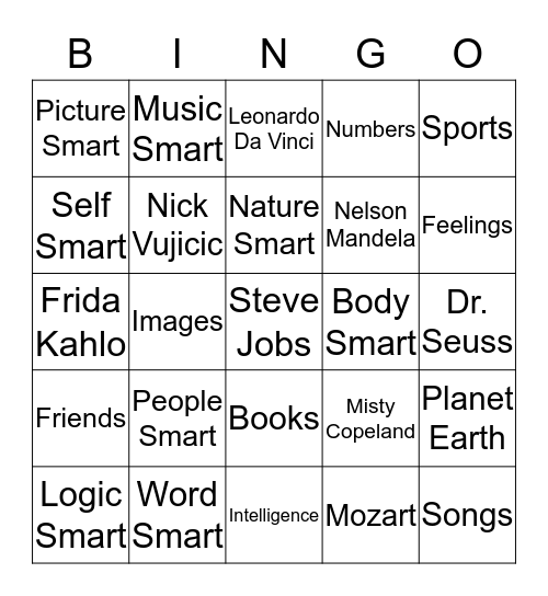 Smarts Bingo Card