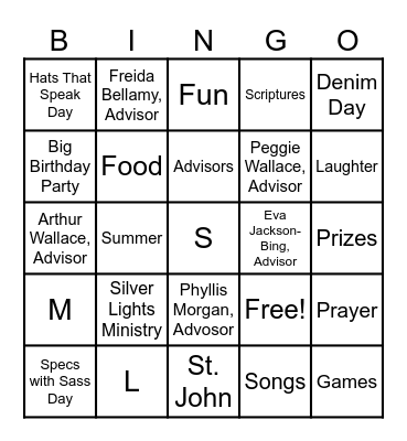 Silver Lights Ministry (SLM) Bingo Card