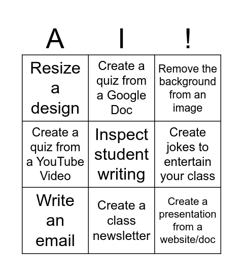 AI Tic-Tac-Toe Bingo Card