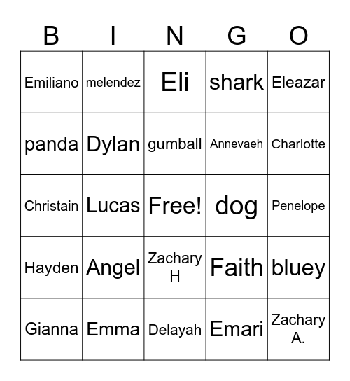 Ms. Melendez Class Bingo Card