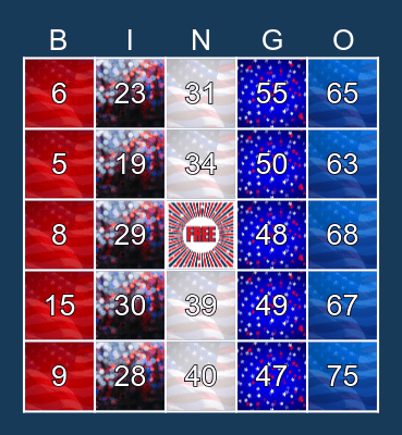 Memorial Day Bingo Card