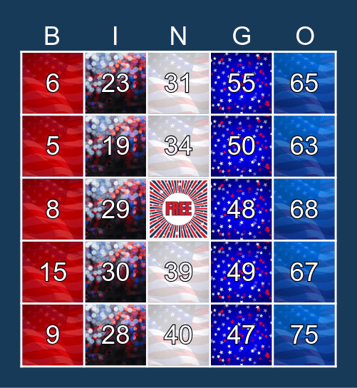 Memorial Day Bingo Card