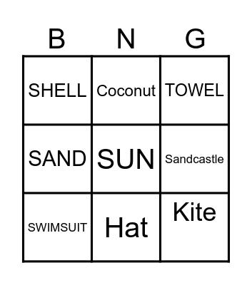 AT THE BEACH Bingo Card