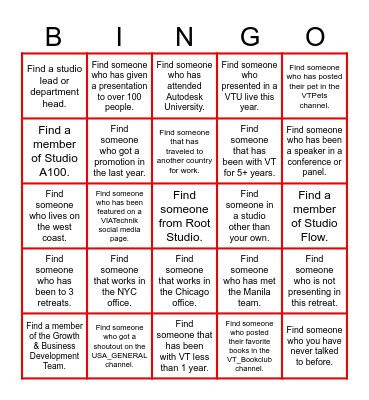 VIATechie Bingo Card
