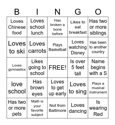 FUN FUN FUN ! Bingo Card