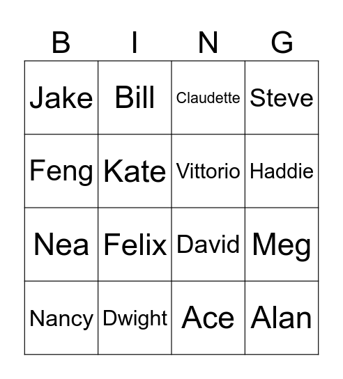 Survivor Bing Bingo Card