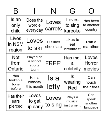 FUN FUN FUN ! Bingo Card