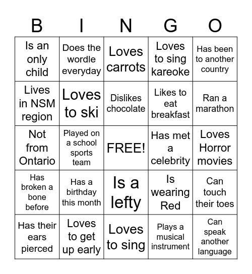 FUN FUN FUN ! Bingo Card