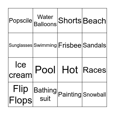 SUMMER CAMP FUN Bingo Card