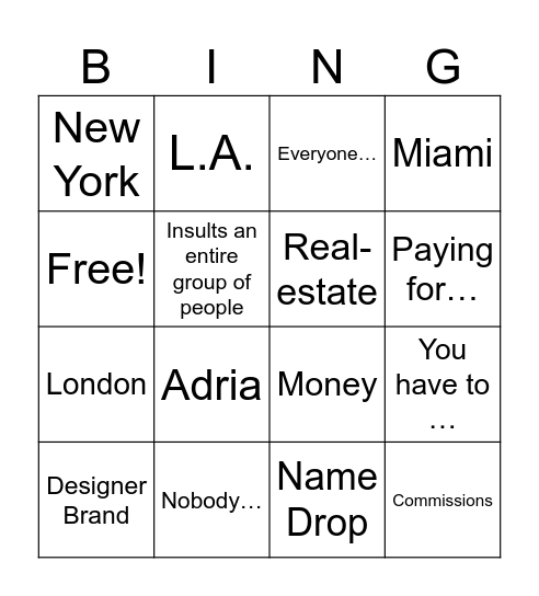 Observant Bingo Card