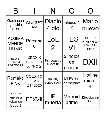 E3 2024 Bingo Card