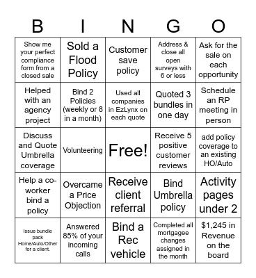 BIA Sales Bingo! Bingo Card