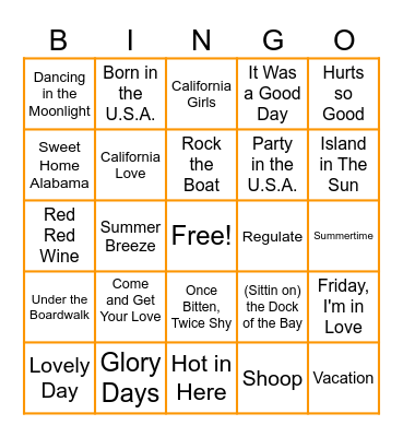 Backyard BBQ! Bingo Card