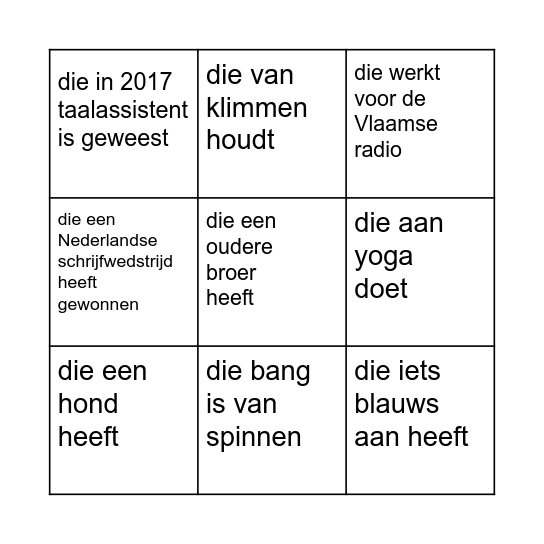 Zoek iemand ... Bingo Card