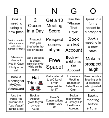 Pondurance BDR Bingo Card