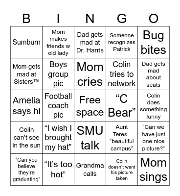 Graduation Bingo Card