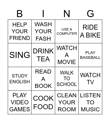 ACTIVITES Bingo Card