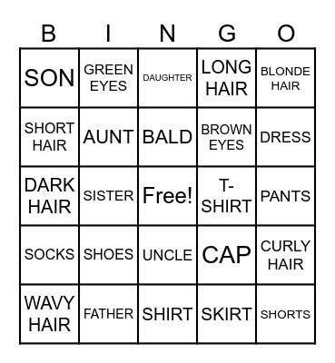 English 6 Bingo Card