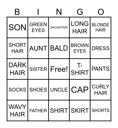 English 6 Bingo Card