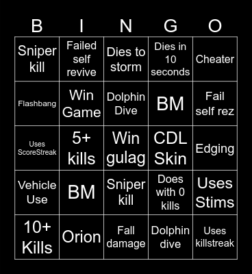 Warzone 2.0 bingo (Credits to: Big Puffer) Bingo Card