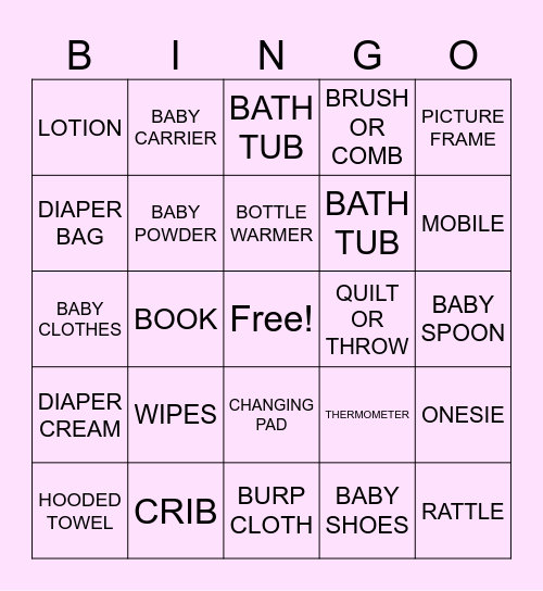 baby bingo Card