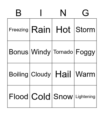 The Weather Bingo Card