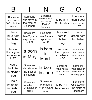 Get to Know Your Colleagues Bingo Card