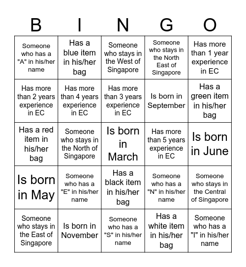Get to Know Your Colleagues Bingo Card