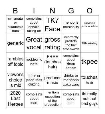 TKBingo Card