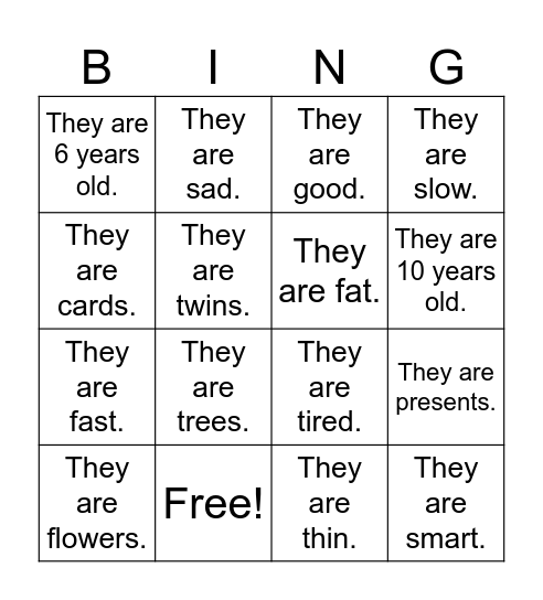 What are they? Bingo Card