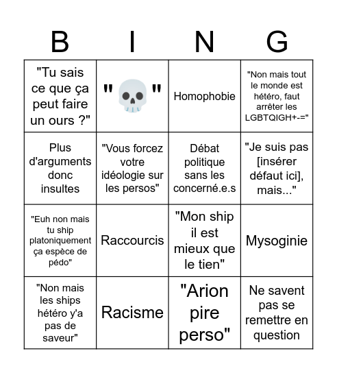 Twitter de merd Bingo Card