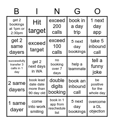 Bronco Bingo Card