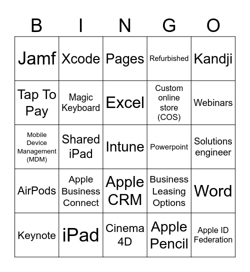 Apple Business Bingo Card
