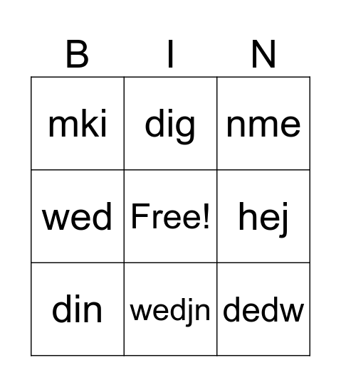 Johans bryllup Bingo Card