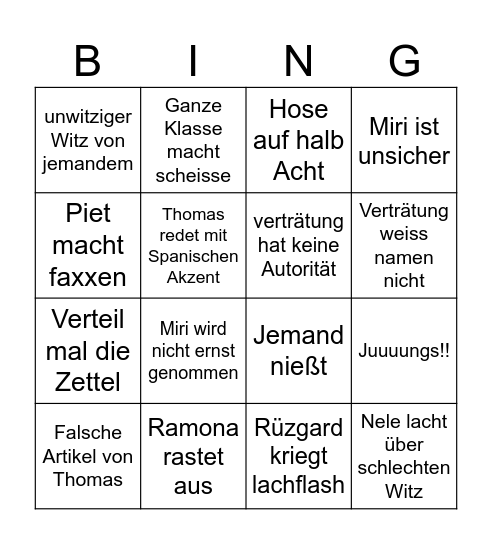 Versammlung Bingo Card