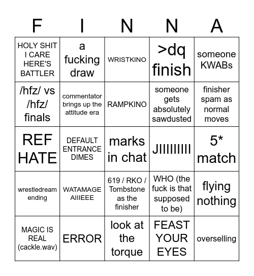 WRESTLETUBER Bingo Card