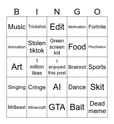 subscribe pls :) Bingo Card