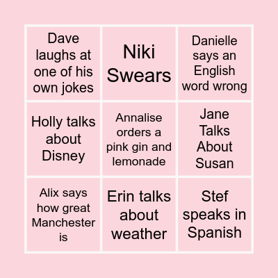 CONFLICTS WEDDING BINGO Card