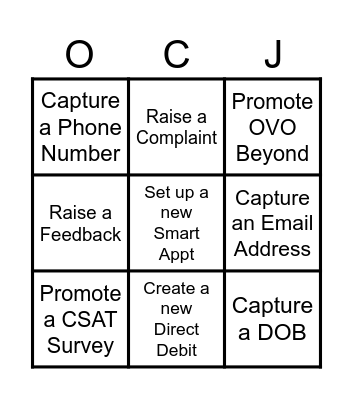 OCJ Bingo Card