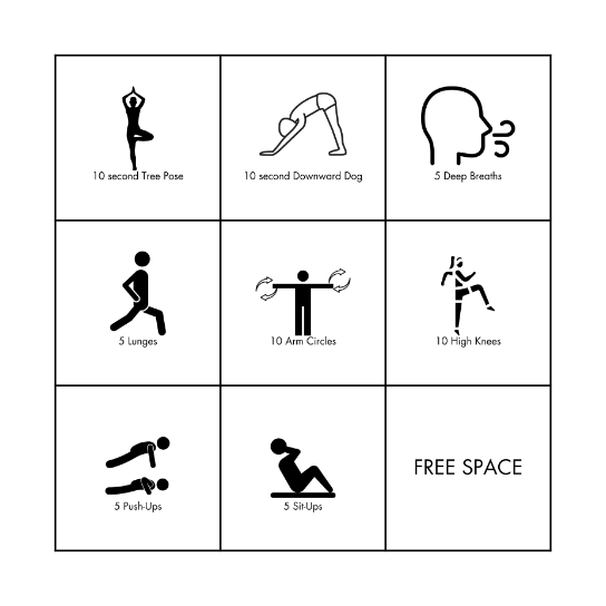 Fitness Bingo Card