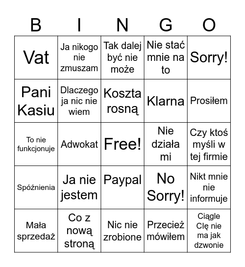 Bingo Edycja MAJ Bingo Card