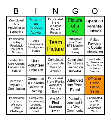 Summer BINGO - May/June Bingo Card