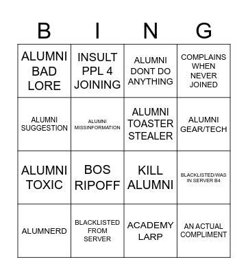 Alumni community opinion bingo Card