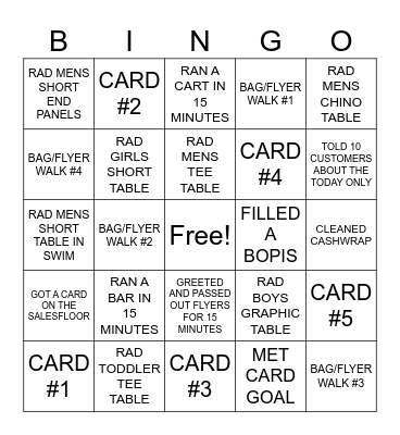 Friday goal 11 @2.5 Bingo Card