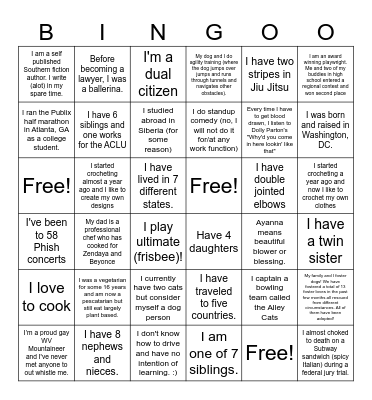 Get To Know You BINGO: SLIP Edition Bingo Card