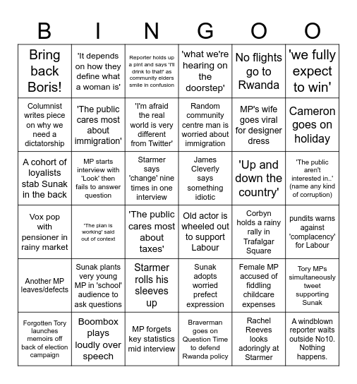 ELECTION BINGO Card